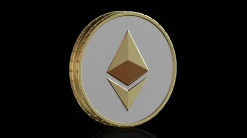 Rotating Ethereum coin Loop. Golden coin with Ethereum, ETH symbol, spins around Stock Footage 148473635