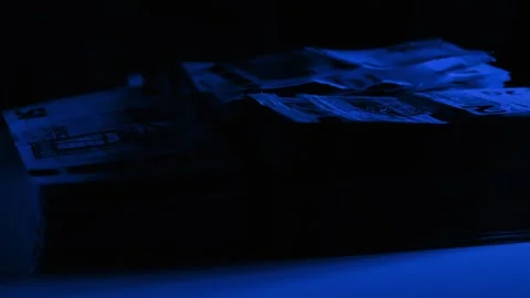 Rotating Euro Bills Under Dark Cold Blue Light – FinTech Visions Stock Footage 323045375