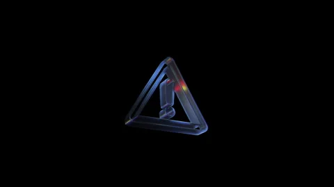 Rotating exclamation point sign on black background Stock Footage 317692058