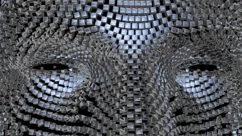 Rotating  face  made of cubes Stock-Footage 86030753