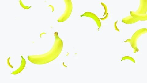 Rotating falling ripe tropical fruit bananas. pattern on a black background. 库存影片 145245868