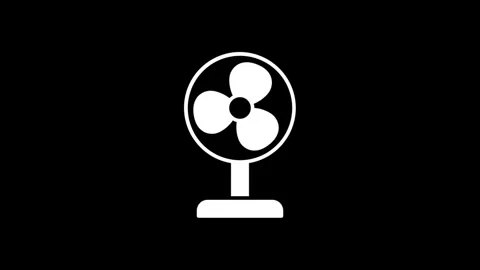Rotating fan animation loop. white icon of an electric fan with three blade.. Stock Footage 329145142