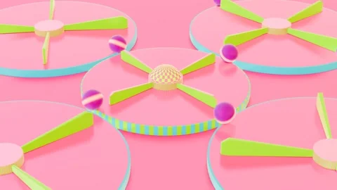Rotating fan blades and rolling spheres Stock Footage 295184583