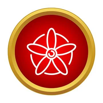 Rotating fan blades in red circle icon Illustrazione stock