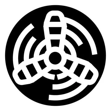 Rotating fan propeller icon generating air movement Stock Illustration