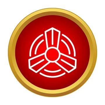 Rotating fan propeller icon on red button Stock Illustration