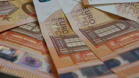 Rotating fifty euro note, close up Stock Footage 81540427