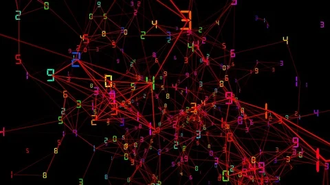 A rotating figure from numbers and lines. seamless loop Video stock 84839287