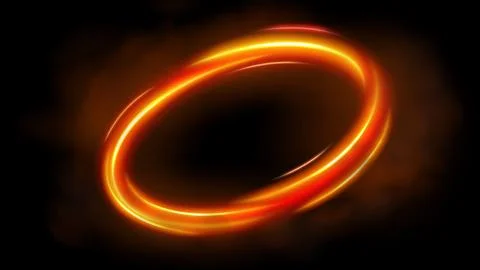Rotating Fire with Smoke, Long Time Exposure Motion Blur Effect, Vector Ill.. Stock Illustration