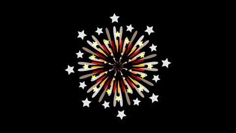 Rotating firework with stars animation on black background. Stock Footage 334974647