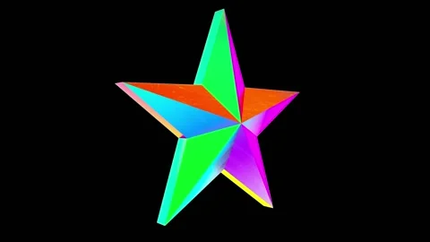 Rotating Five-Pointed Star. Multicolored Looped Element Видео 133721549