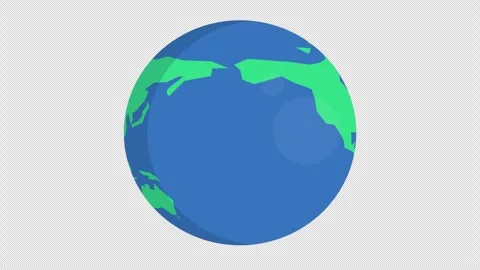 Rotating Flat Cartoony Earth Globe Seamless Looping Animation Stock Footage 247454913
