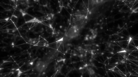 Rotating flickering mesh cloud of connections, random bright shiny dots and Stock Footage 114882120