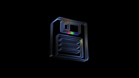 Rotating floppy disk icon on black background Stock Footage 318596364