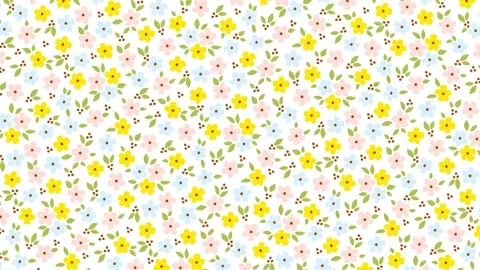 Rotating floral looped background. Pattern of small multi-colored flowers Stock Footage 286801524