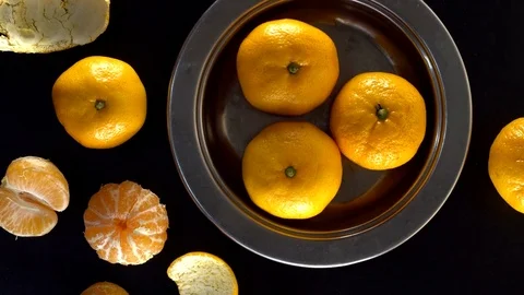 Rotating frash tangerines Stock Footage 70084846