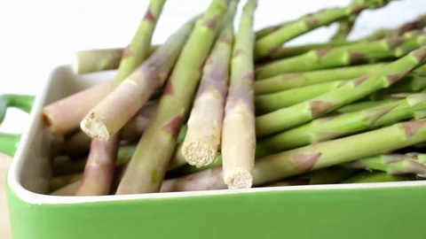 Rotating fresh green spring asparagus part 1 Stock Footage 75746543
