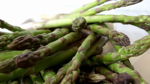 Rotating fresh green spring asparagus Stock-Footage 75746562