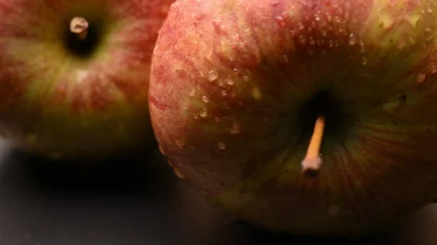 Rotating Fresh Organic Red Apple Close Up Studio Shot Stock Footage 327790350