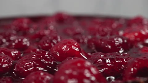 Rotating A Fresh Raspberry Pie Close Up. Stock Footage 143095236