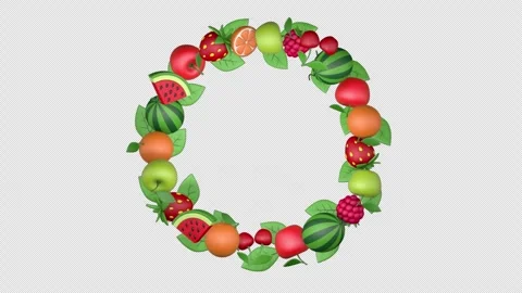 Rotating Fruit frame on a seamless loop Stock Footage 307425092