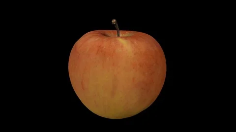 Rotating Fuji Apple on Transparent Background (Alpha Channel) Stock Footage 80754744