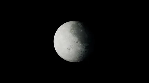 Rotating Full Moon Planet Isolated on Black Loop Stock Footage 340183649