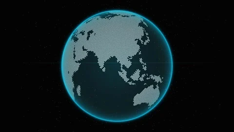 Rotating futuristic digital dot matrix earth globe in space. 4K Stock Footage 347269700