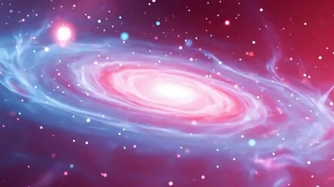 Rotating Galaxy Animation with Sparkling Particles and Nebula Clouds Stock Footage 314241896