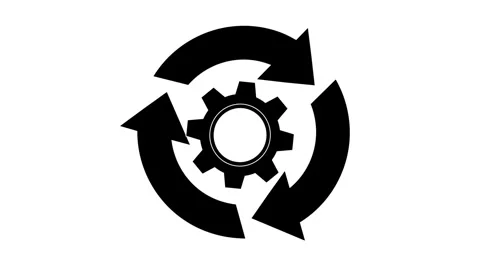 Rotating Gear with Circular Arrow Animation Stock Footage 315776748