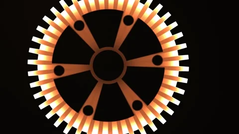 Rotating gear with glowing edges in dark background Stock Footage 338354455