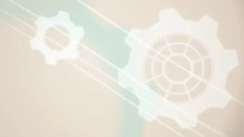 Rotating gear icons light streaks seamless loop motion background Video stock 345657811