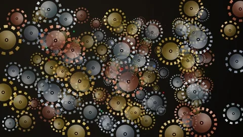 Rotating Gear Wheel Loop - Metallic Mechanical Industrial Tech Backdrop Video stock 341786789
