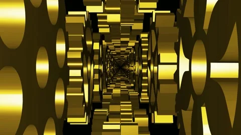 Rotating Gears 3D Tunnel Stock Footage 155755175