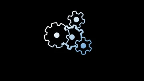 Rotating gears on a black background. Technological footage. Cg Stock Footage 270697263