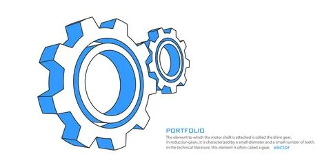 Rotating gears. Engineering industry. Technology Banner. Stock Illustration