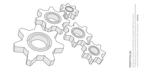 Rotating gears. Engineering industry. Technology Banner. Stock Illustration