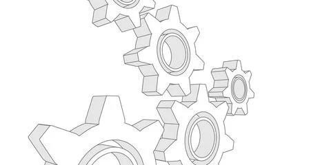 Rotating gears. Engineering industry. Technology Banner. Stock Illustration