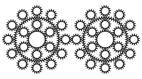 Rotating gears in seamless loop T-42c Stock Footage 42451953