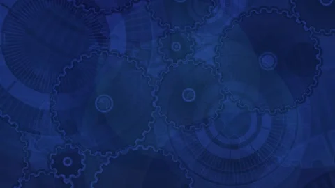 Rotating gears, wheels and cogs, abstract blue loopable background of complex Video stock 321275378