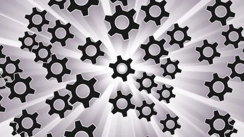 Rotating gears in white glow loop animation background Stock Footage 250670000