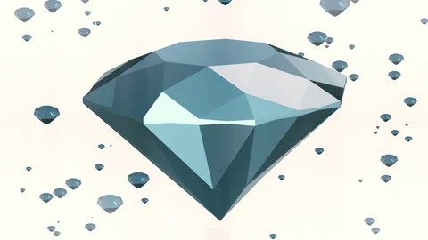 Rotating gems in blue on white color Stock Footage
