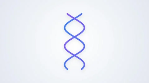 Rotating Genetic DNA Double Helix Icon with Blue and Purple Gradients Видео 346202314
