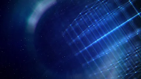 Rotating Geometric Cube with Galactic Background, Dynamic Astronomy Stock Footage 294837012