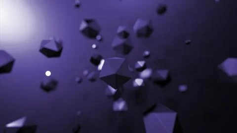 Rotating geometric polygons. Design. Spinning stream with geometric 3d polygons Stock Illustration