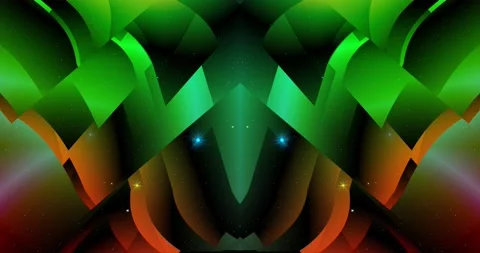 Rotating geometric shapes of different colors in a mirror image Stock Footage 142799431