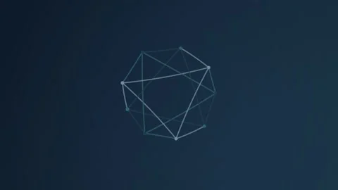 Rotating geometric sphere on a dark blue background Stock Footage 325769407