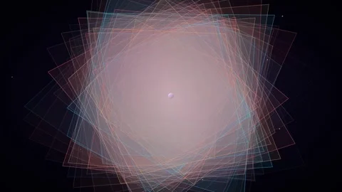 Rotating Geometric Squares Around Glowing Sphere Loop - Sci-Fi Motion Background Stock Footage 341461685