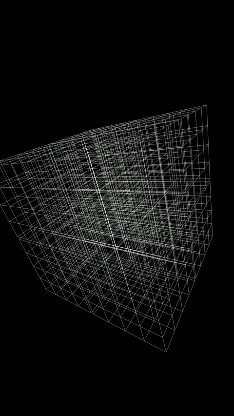 Rotating geometric wireframe cubes in dark space Stock Footage 329640880