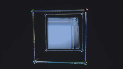 Rotating Glass Atom Array Cube with Iridescent Dispersion 4K Loop Stock Footage 328165186